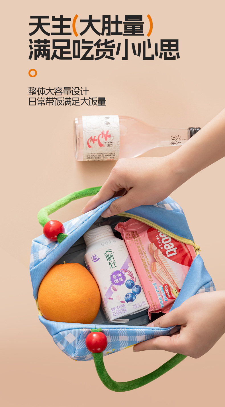 New cute and girlish style bento bag, large-capacity souvenir bag, commuting lunch box bag, lunch bag detail image 14