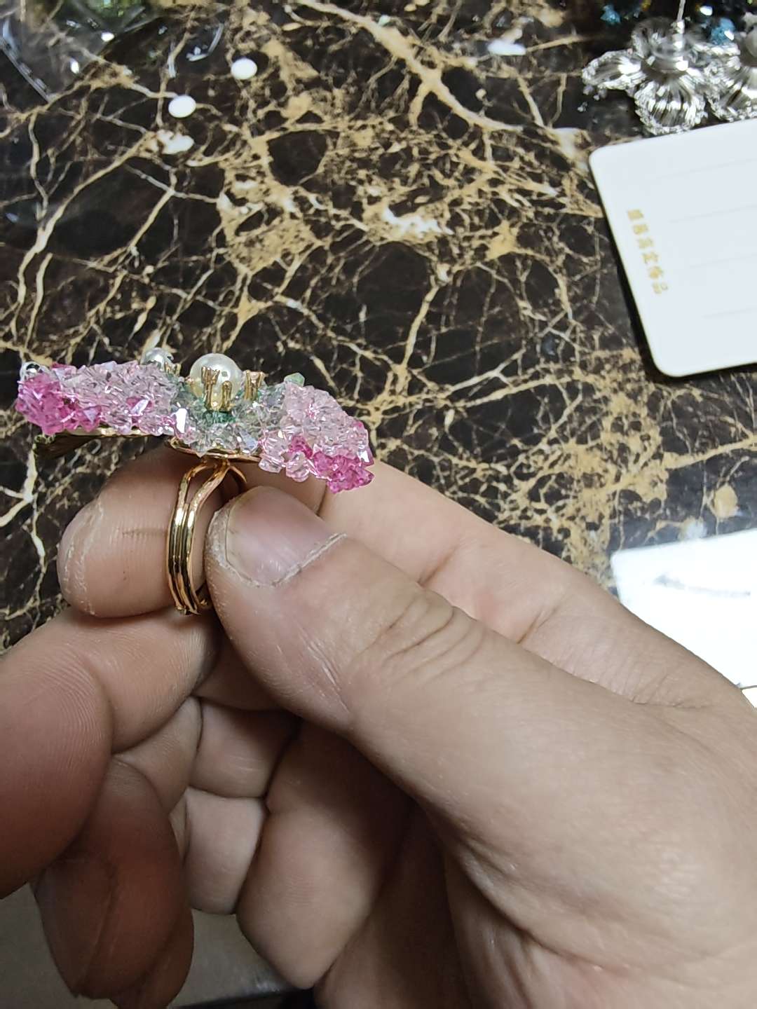海棠系列纯手工编织首饰手饰饰品花朵戒指细节图