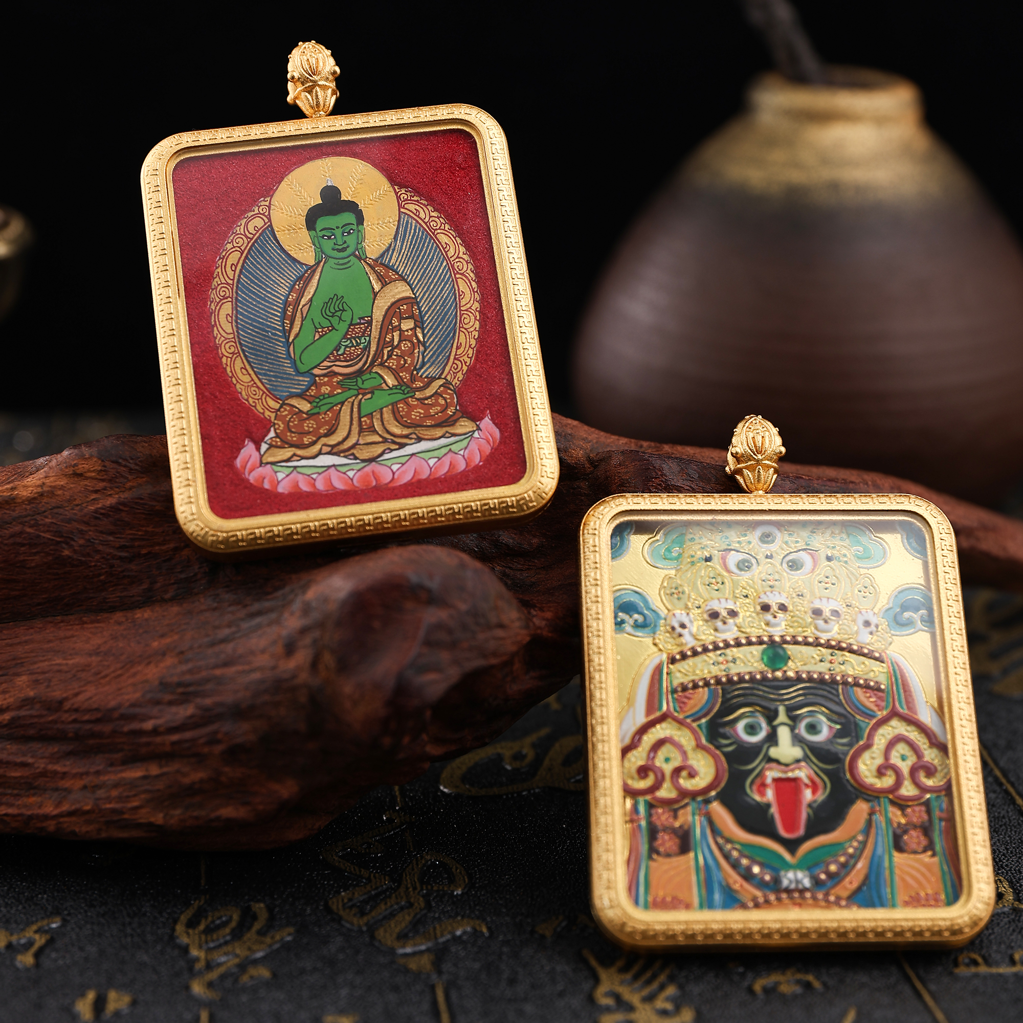 唐卡/金卡/财神/铜雕佛像/藏式饰品白底实物图