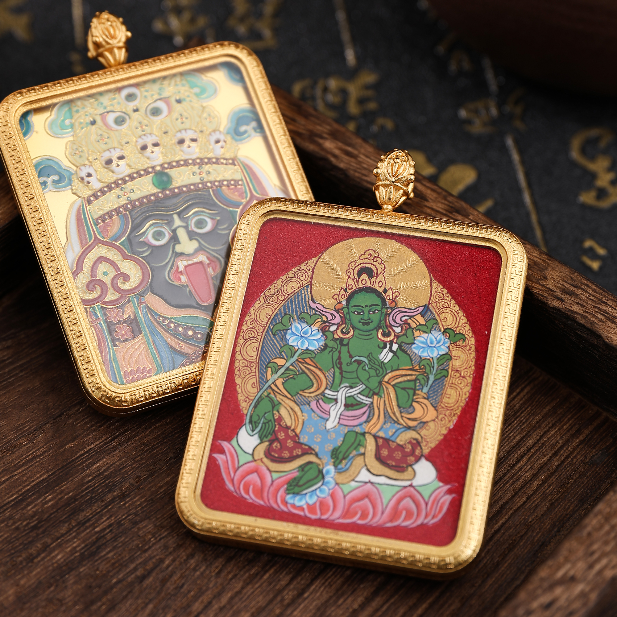 Green Degree Mother drawing paper Thangka details Picture