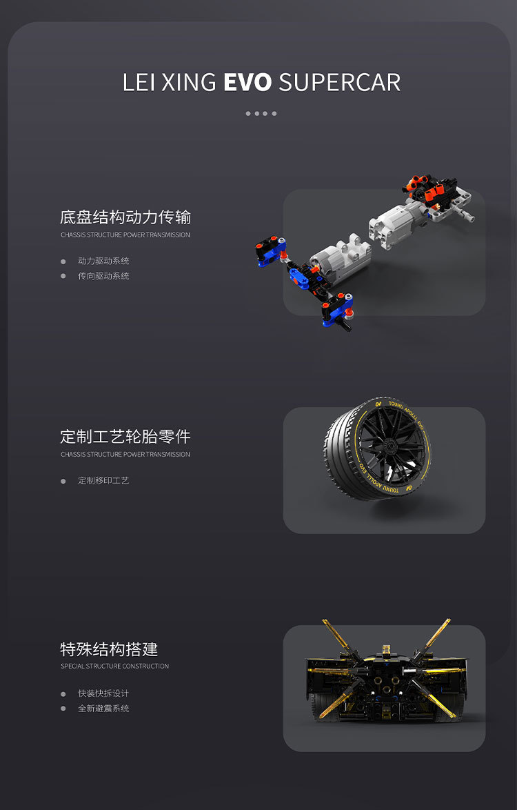 拓木雷行EVO小颗粒积木益智拼装仿真模型超跑赛车1:14静态版T1006详情2