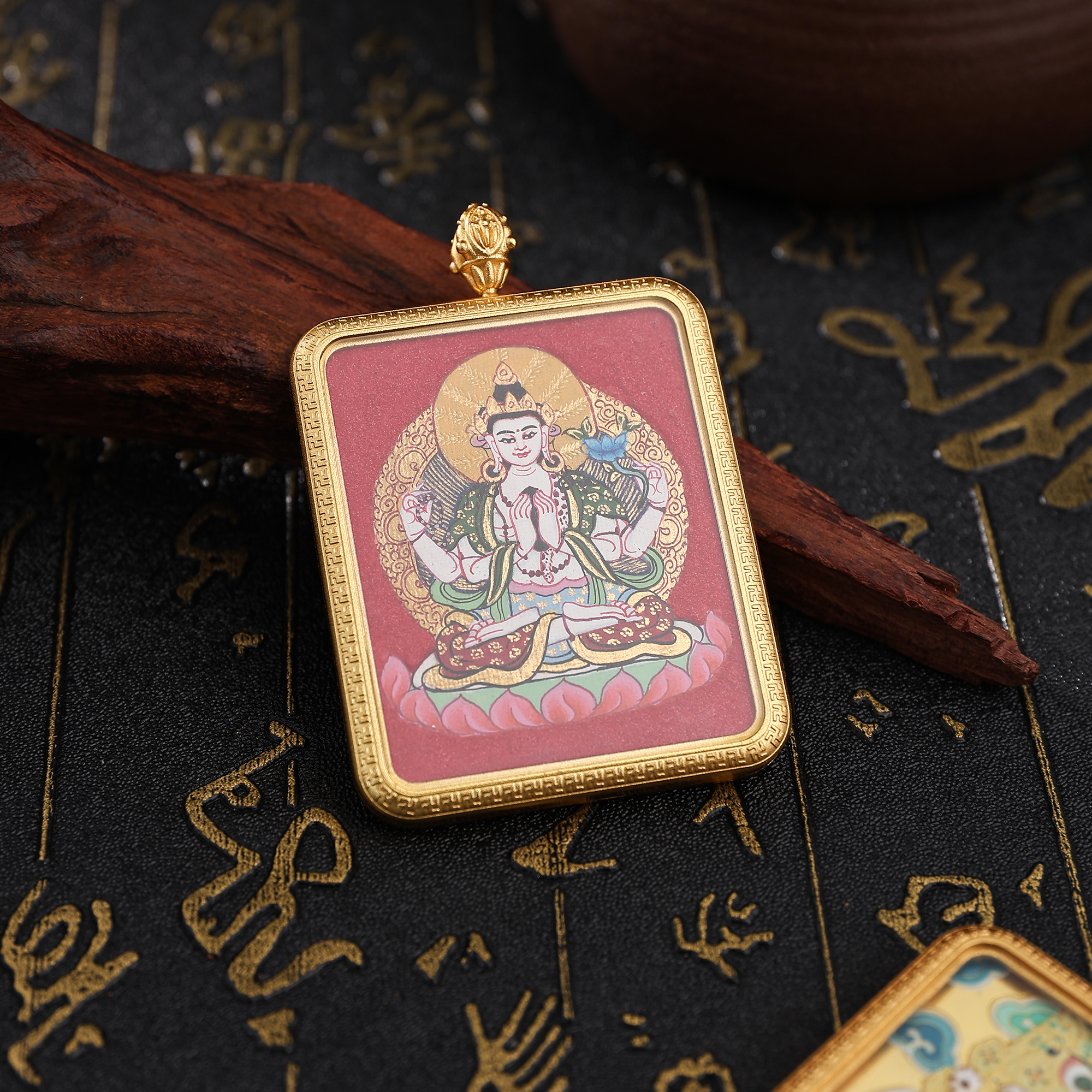 Four-armed Guanyin Paper Thangka details Picture