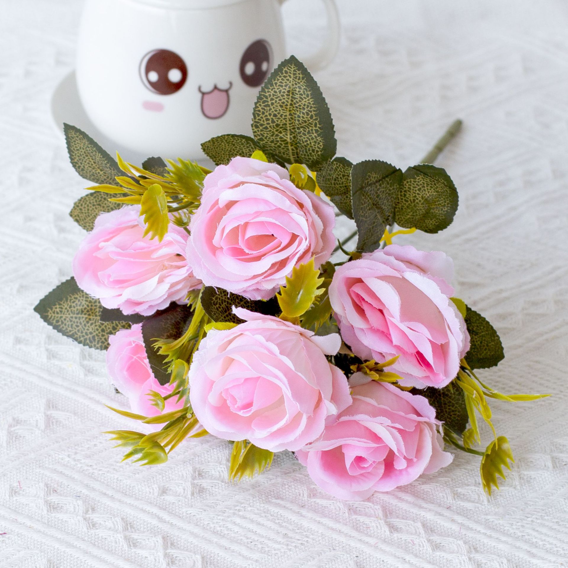 仿真多头西雅图玫瑰花束 婚庆婚礼装饰人造假花 拍照摄影布置道具 餐桌摆件用花仿真花假花仿真花仿真花详情图4