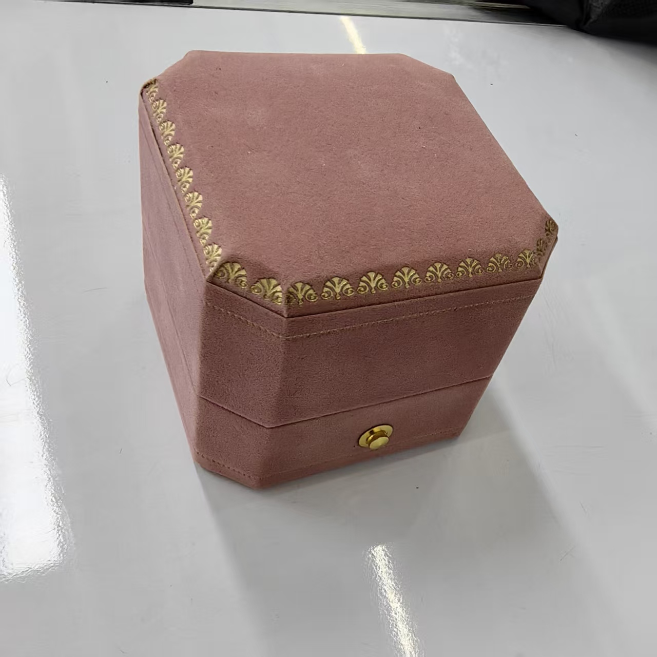 Caja de joyas de gamuza rosa tarjeta de adornos caja de cordones de mano caja de joyas forrado caja de joyas de acrílico almacenamiento de joyas details Picture