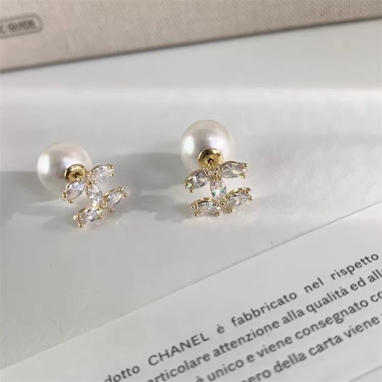 新款耳环锆石仿珍珠两戴耳钉时尚简约小众高端气质百搭潮耳饰白底实物图