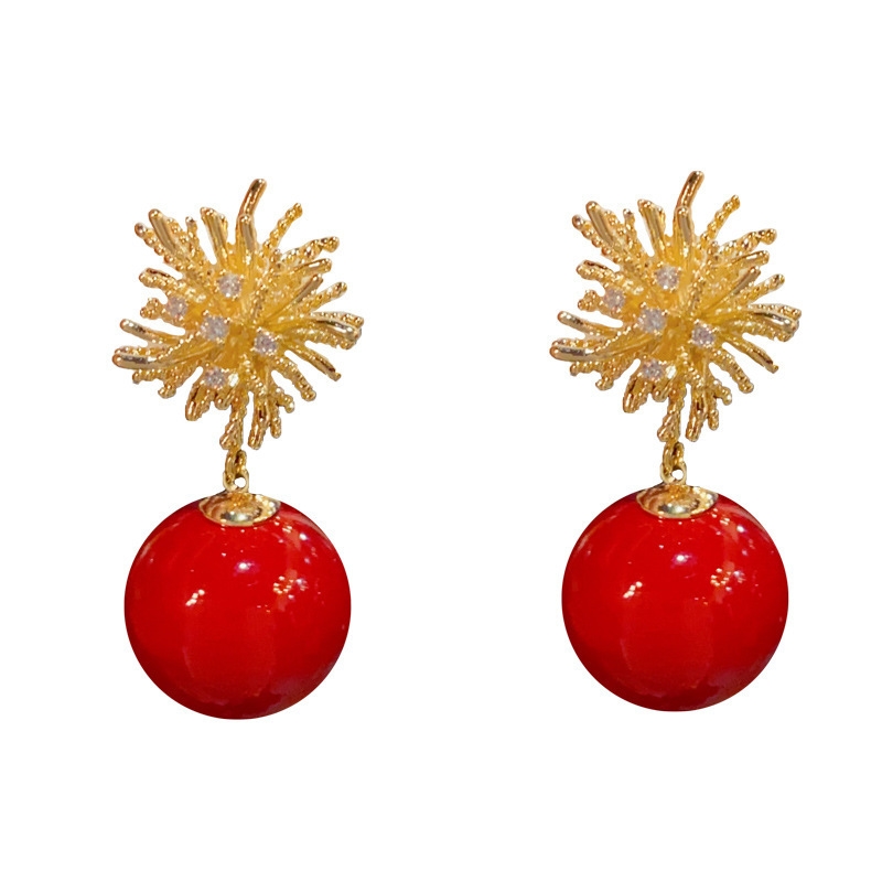 Light luxury, retro, high-end metal firework pearl earrings, individual style, fashionable and versatile, exaggerated silver needle earrings wholesale Item Picture