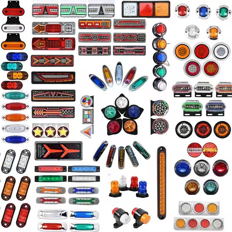 The LED side lights for trucks, ultra-bright four-in-one ground illumination taillights, 24-volt 5D truck warning light lens color strips pic 1