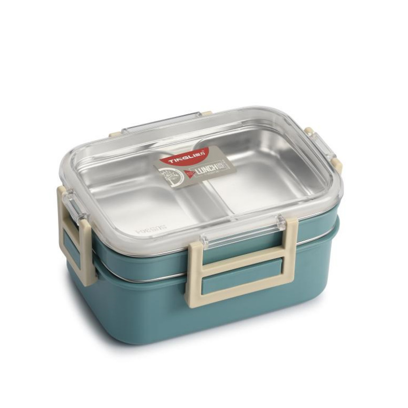 多层可叠放不锈钢饭盒 304 食品级内胆 带透明可视盖 学生上班族便携分格便当盒详情2