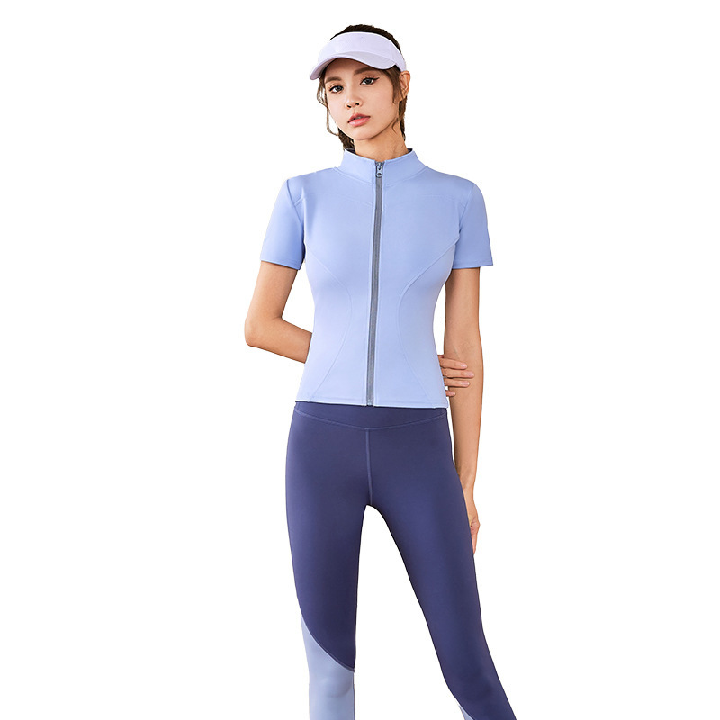 聚衣堂高弹瑜伽服外套紧身跑步裸感健身运动上衣短袖女 Item Picture