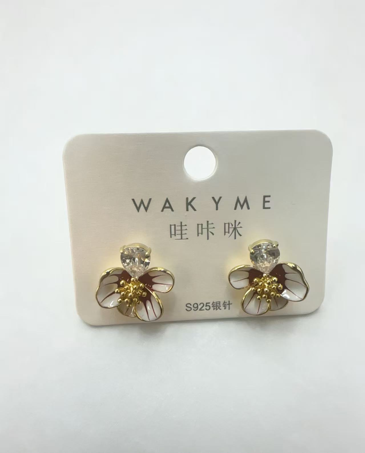 哇咔咪S925银针珐琅花朵耳钉 小众设计感 精致温柔风耳饰