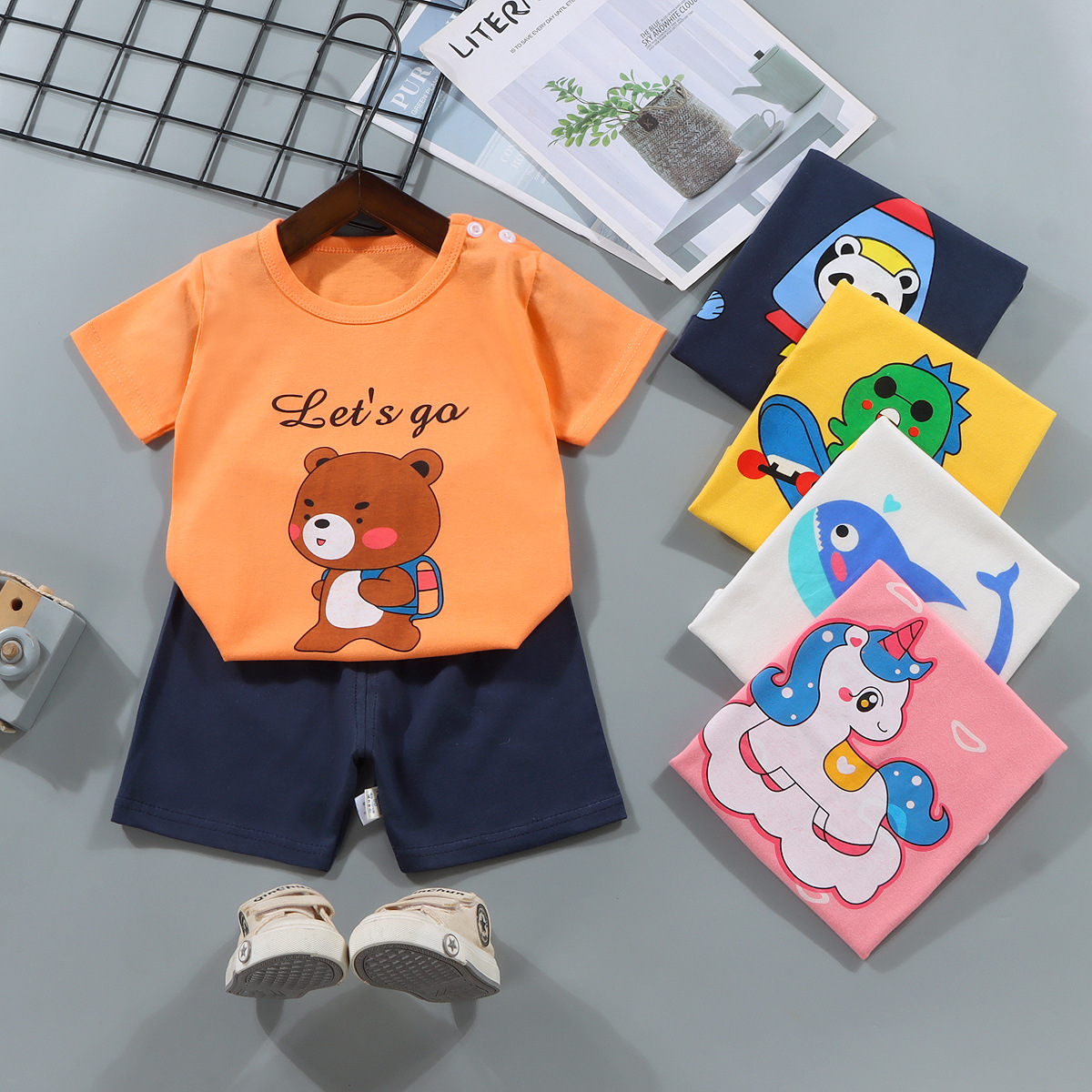 2026新款短袖套装纯棉夏季短裤两件外贸女童T恤服装童装中小童