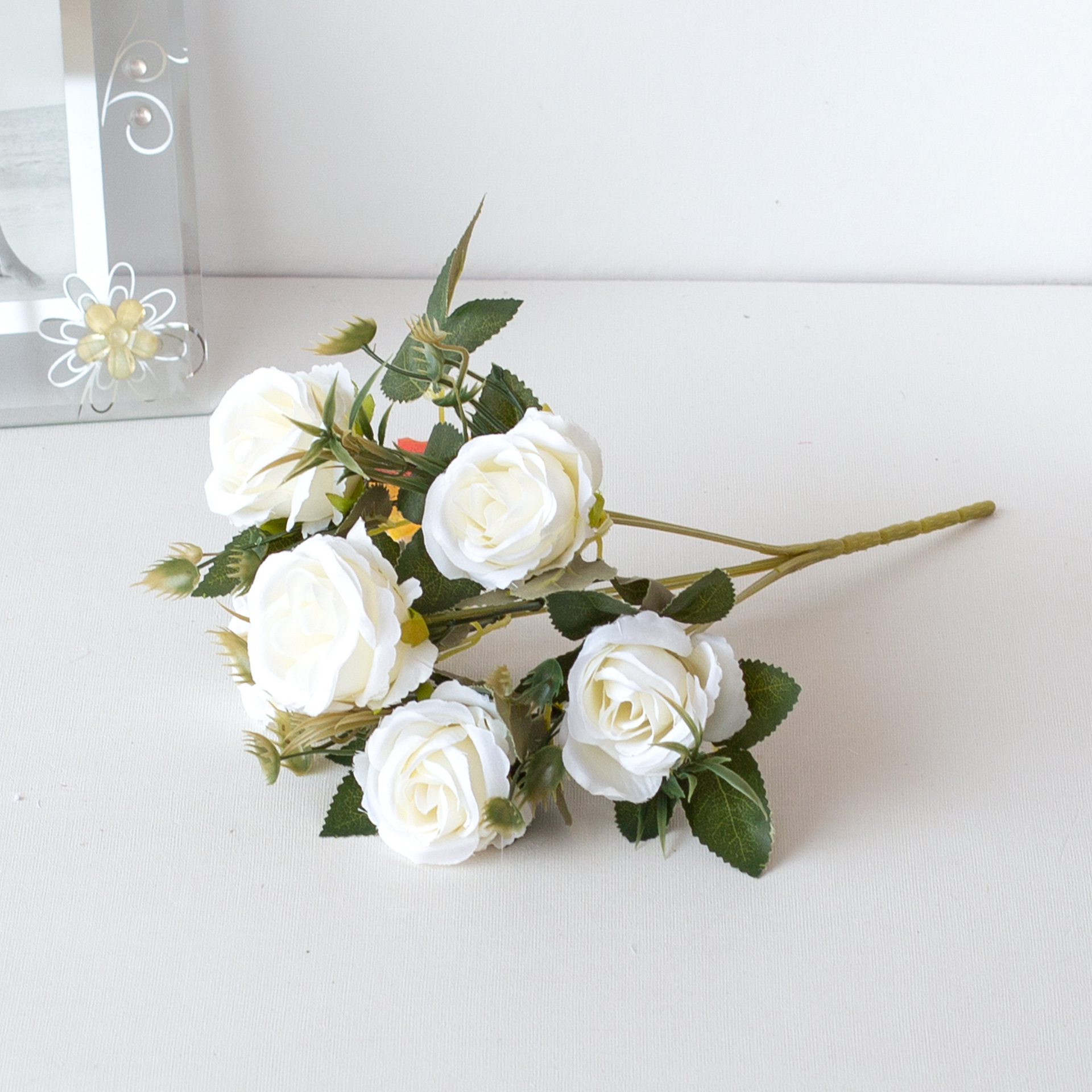 仿真多头西雅图玫瑰花束 婚庆婚礼装饰人造假花 拍照摄影布置道具 餐桌摆件用花仿真花假花仿真花仿真花详情图11