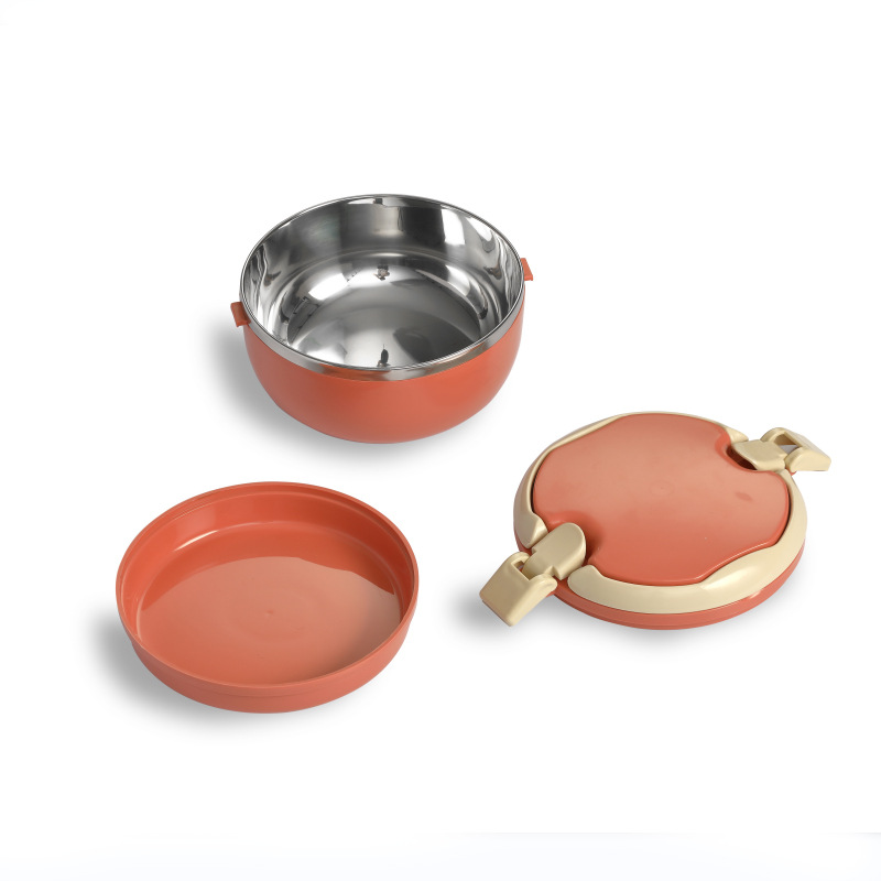 圆形保温饭盒 304 不锈钢内胆 带手提卡扣 学生上班族便携便当餐盒详情2