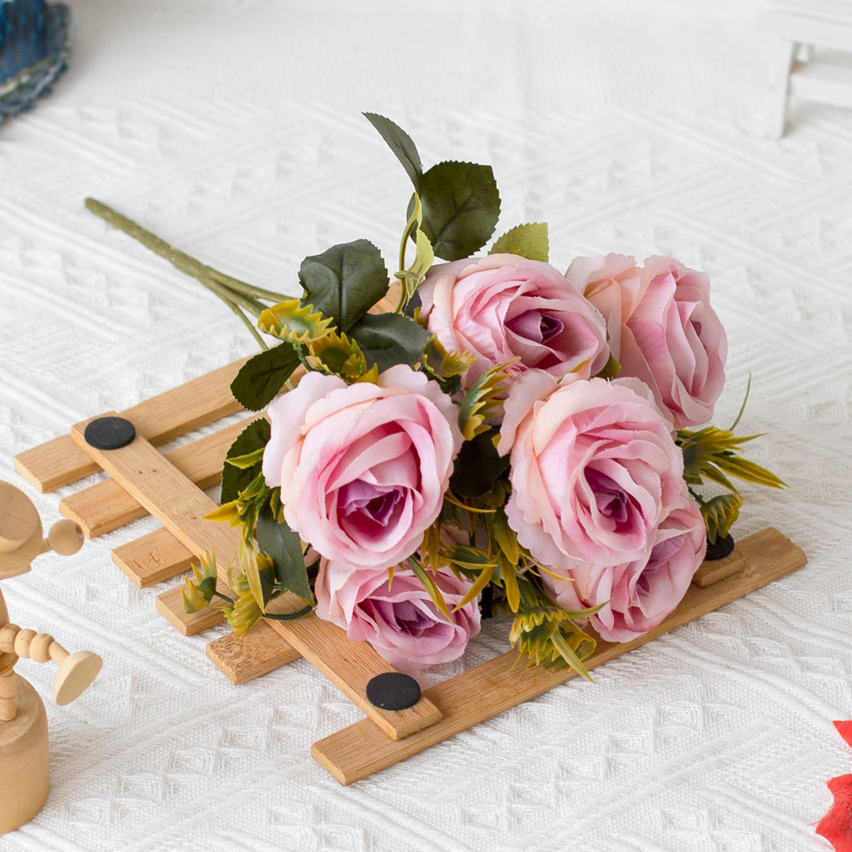 仿真多头西雅图玫瑰花束 婚庆婚礼装饰人造假花 拍照摄影布置道具 餐桌摆件用花仿真花假花仿真花仿真花详情图8