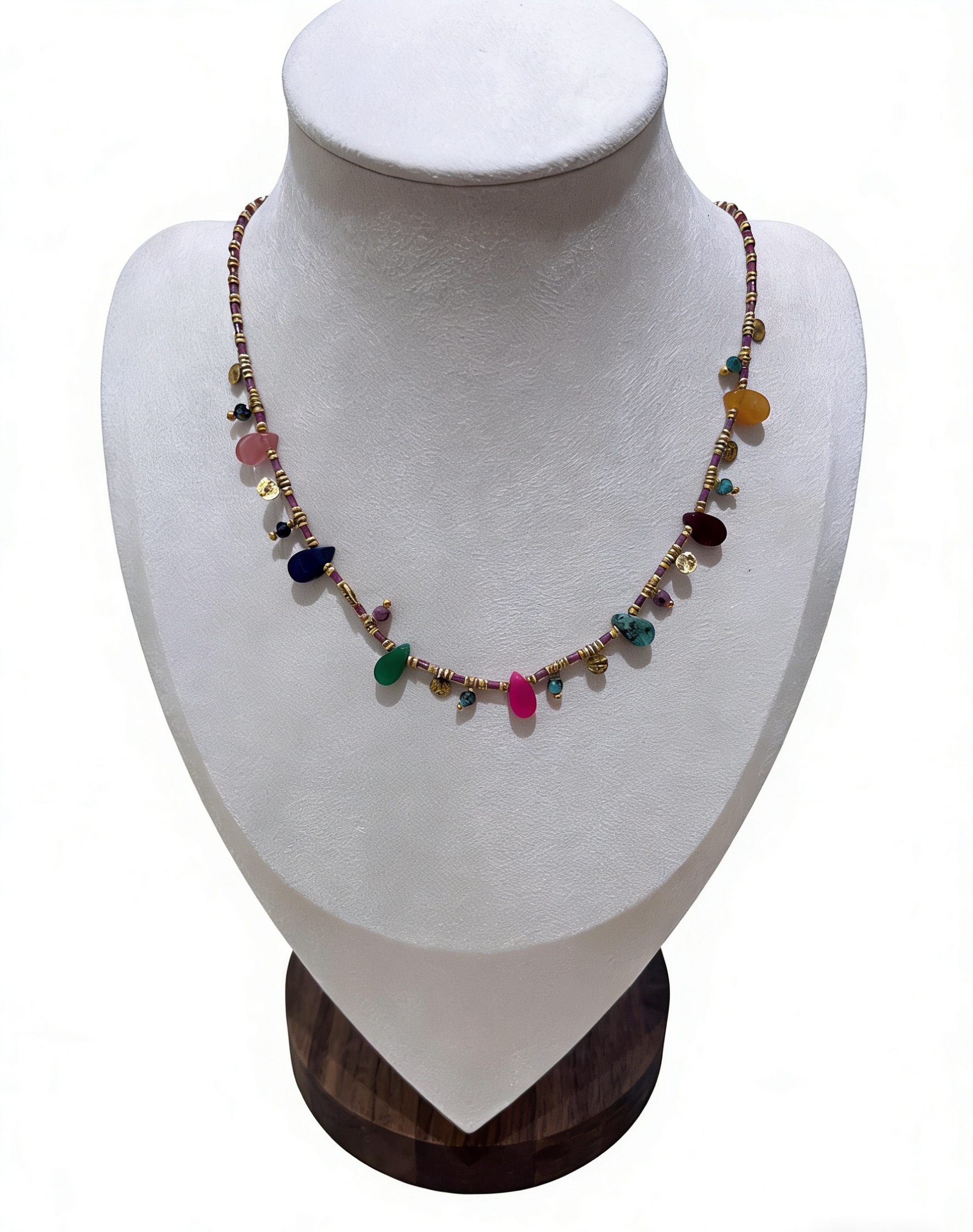 异域风彩天然石串珠项链多宝串珠设计感轻奢通勤百搭款