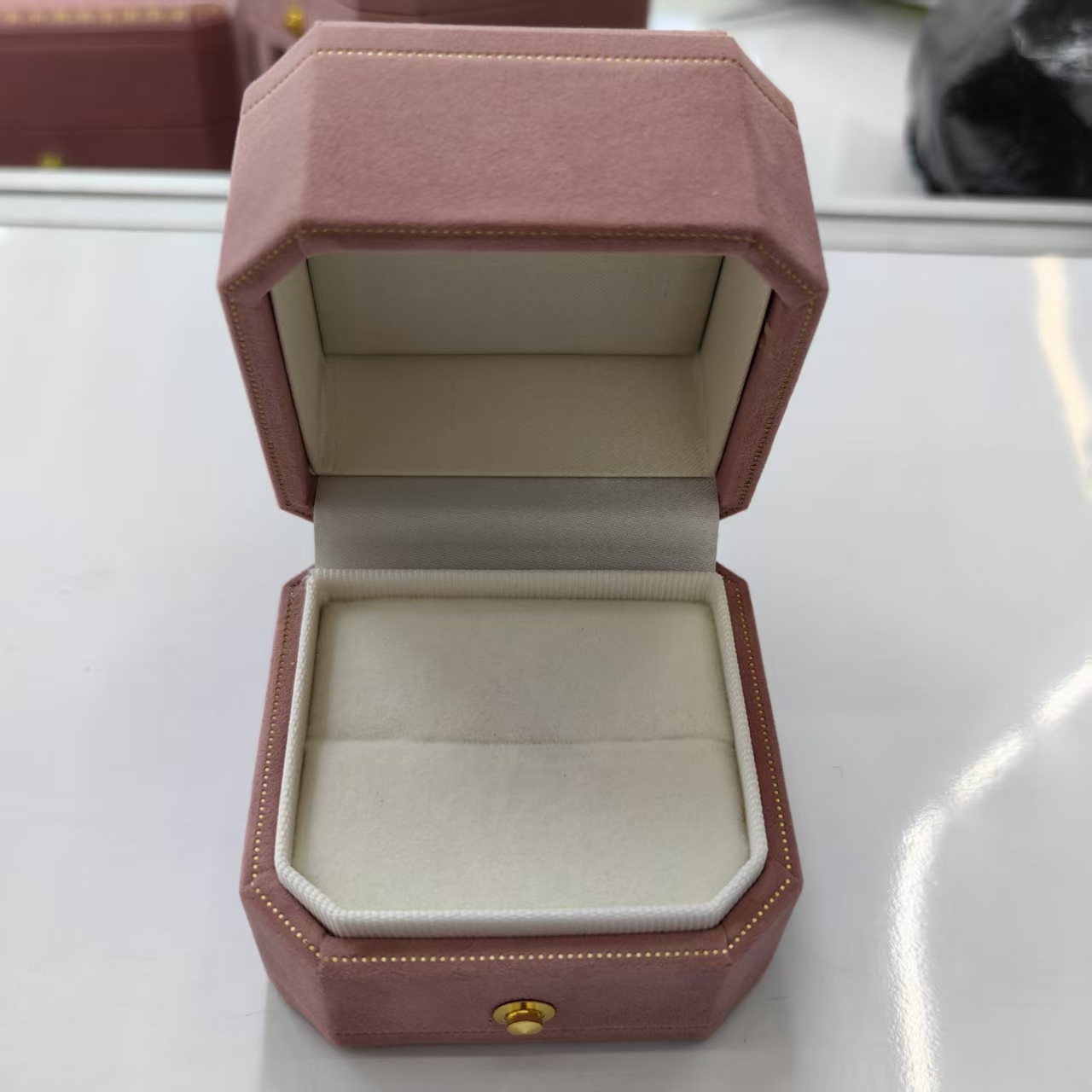 粉色绒面珠宝盒饰品卡片手串盒首饰盒内衬亚克力首饰盒珠宝收纳