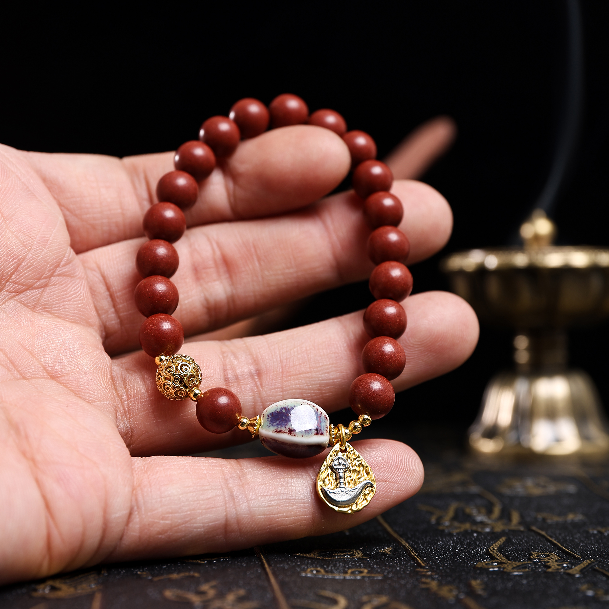 手串/合香珠/水晶手串/香珠文玩/文玩手串白底实物图