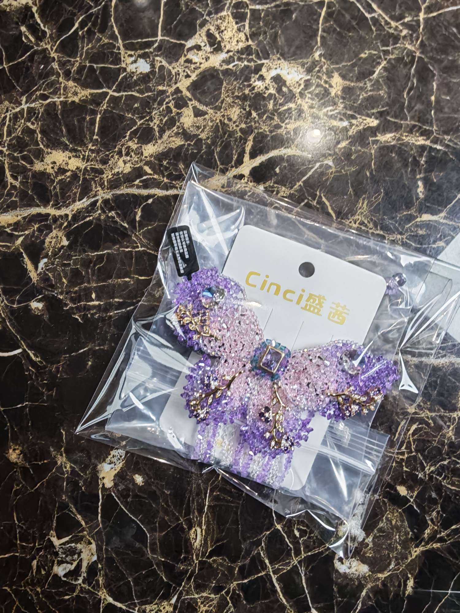 时尚饰品紫蝴蝶弹簧夹发饰手工首饰饰品弹簧夹