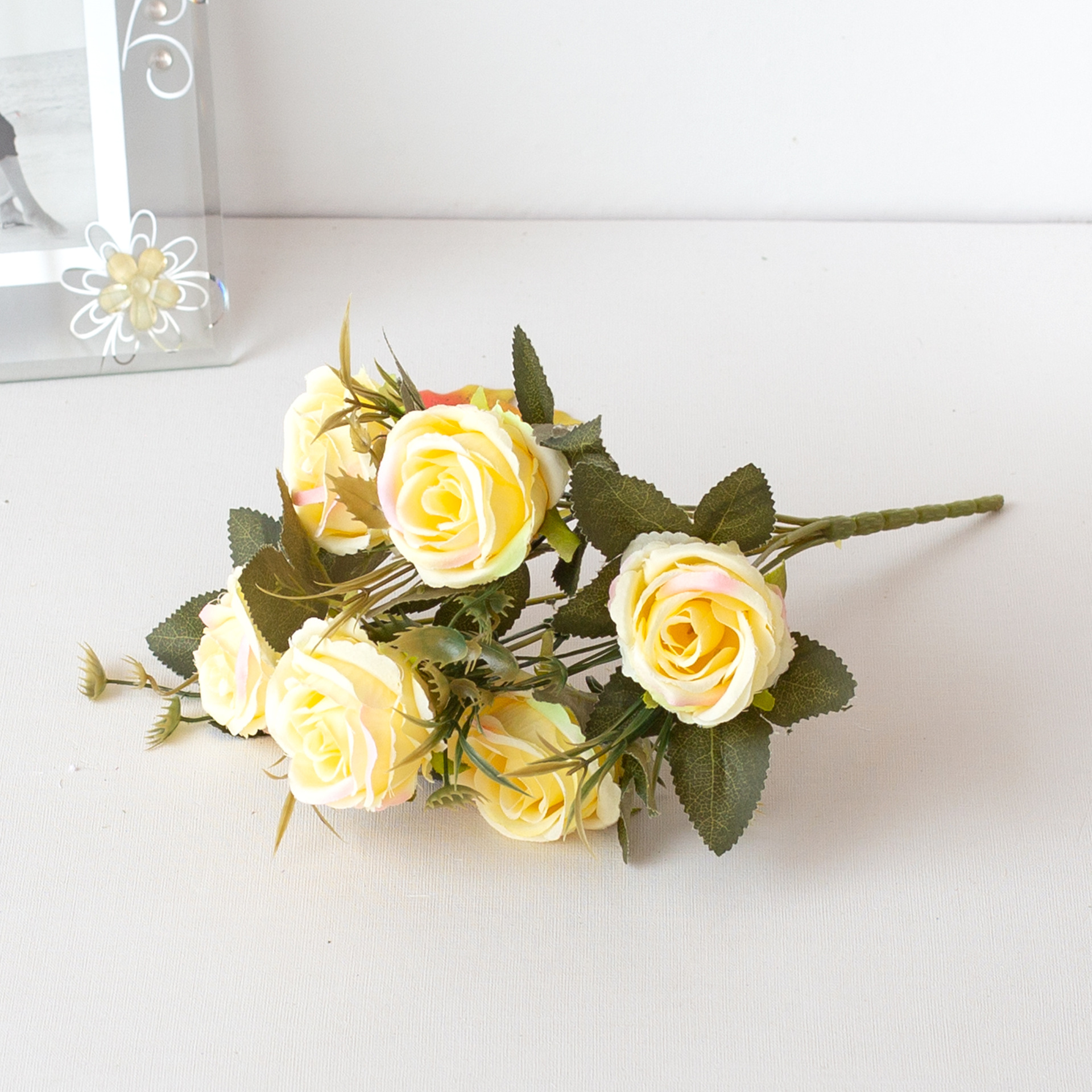 仿真多头西雅图玫瑰花束 婚庆婚礼装饰人造假花 拍照摄影布置道具 餐桌摆件用花仿真花假花仿真花仿真花详情图14