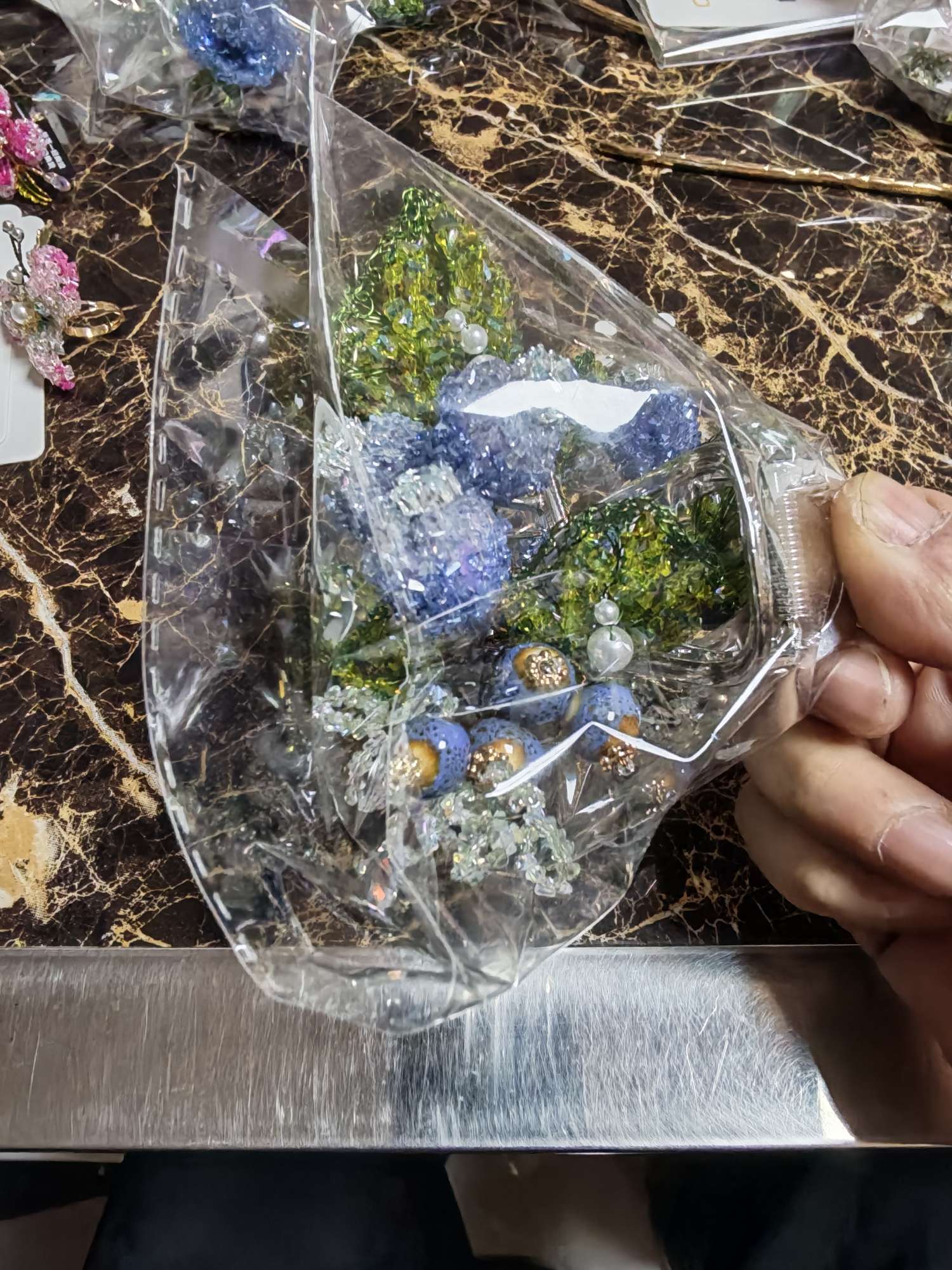 纯手工编织蓝莓系列首饰饰品蓝莓抓夹