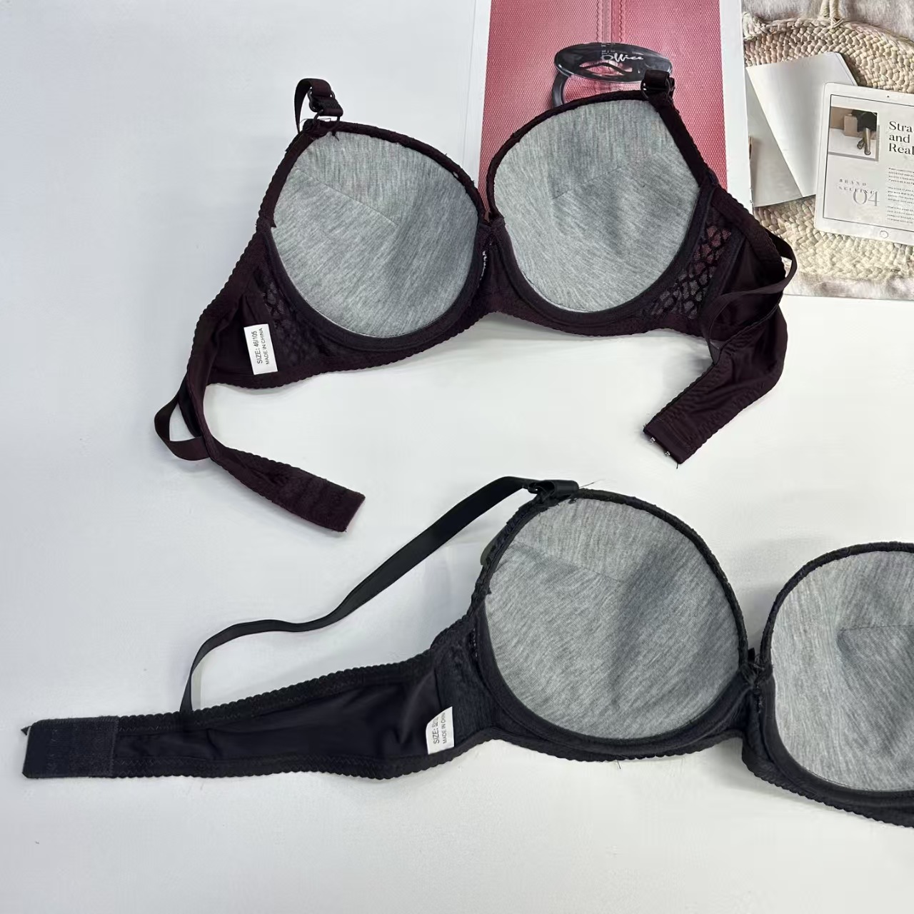 JZY-1724# Women's bras are exported to the Middle East and Africa. They are large-sized, thickened lace bows with steel rims. QNI romantic bras Specification drawing