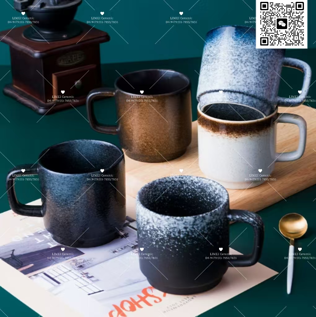 Limei Ceramics' kiln-transformed British and Japanese Christmas, Nordic gradient ceramic cups, light luxury ceramic cups, creative souvenirs, factory direct sales
