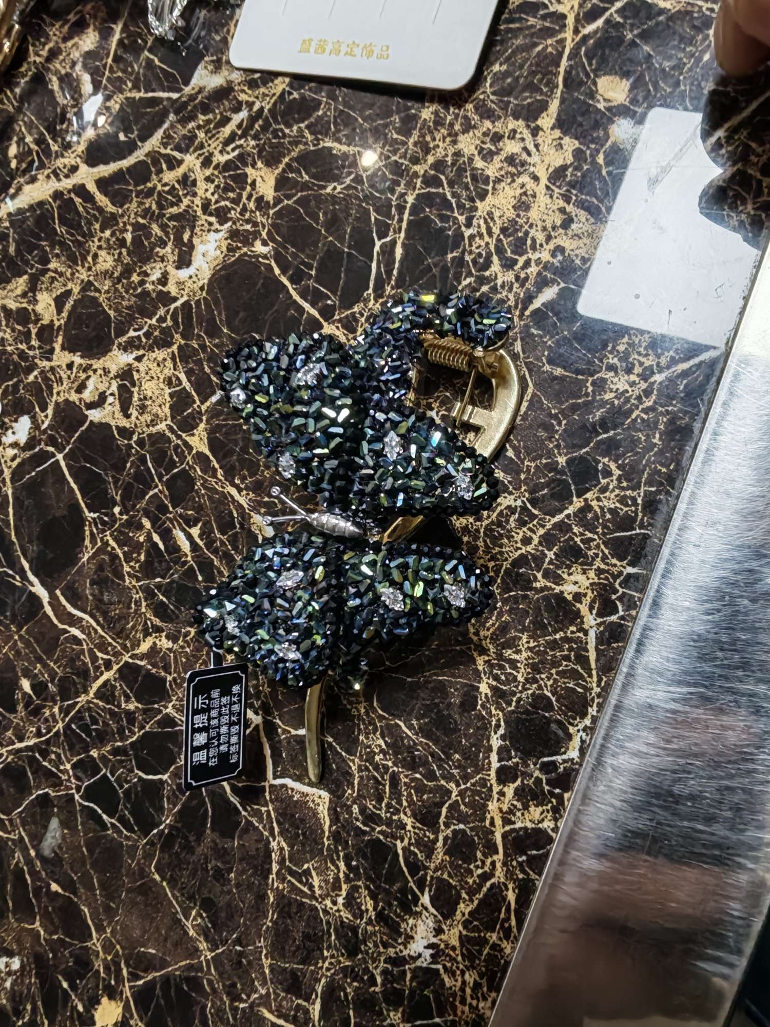 纯手工编织黑金系列首饰饰品蝴蝶发饰扭扭夹