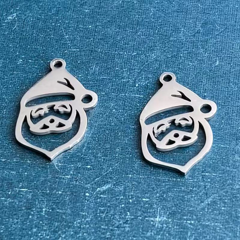 跨境外贸钛钢不锈钢圣诞节圣诞老人DIY饰品配件手链吊坠项链节日