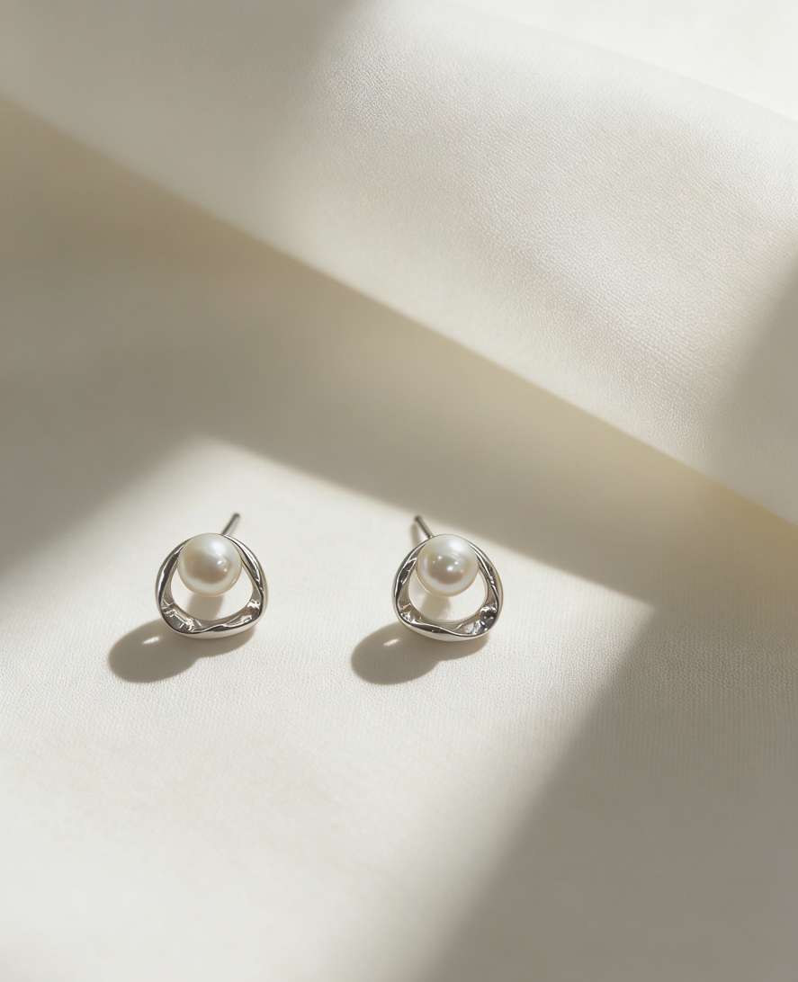 天然淡水珍珠s925银耳钉耳环饰品简约时尚设计