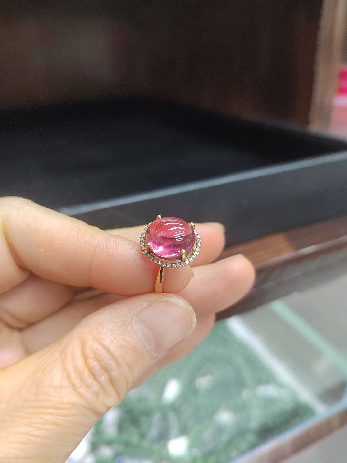 18k真钻碧玺戒指