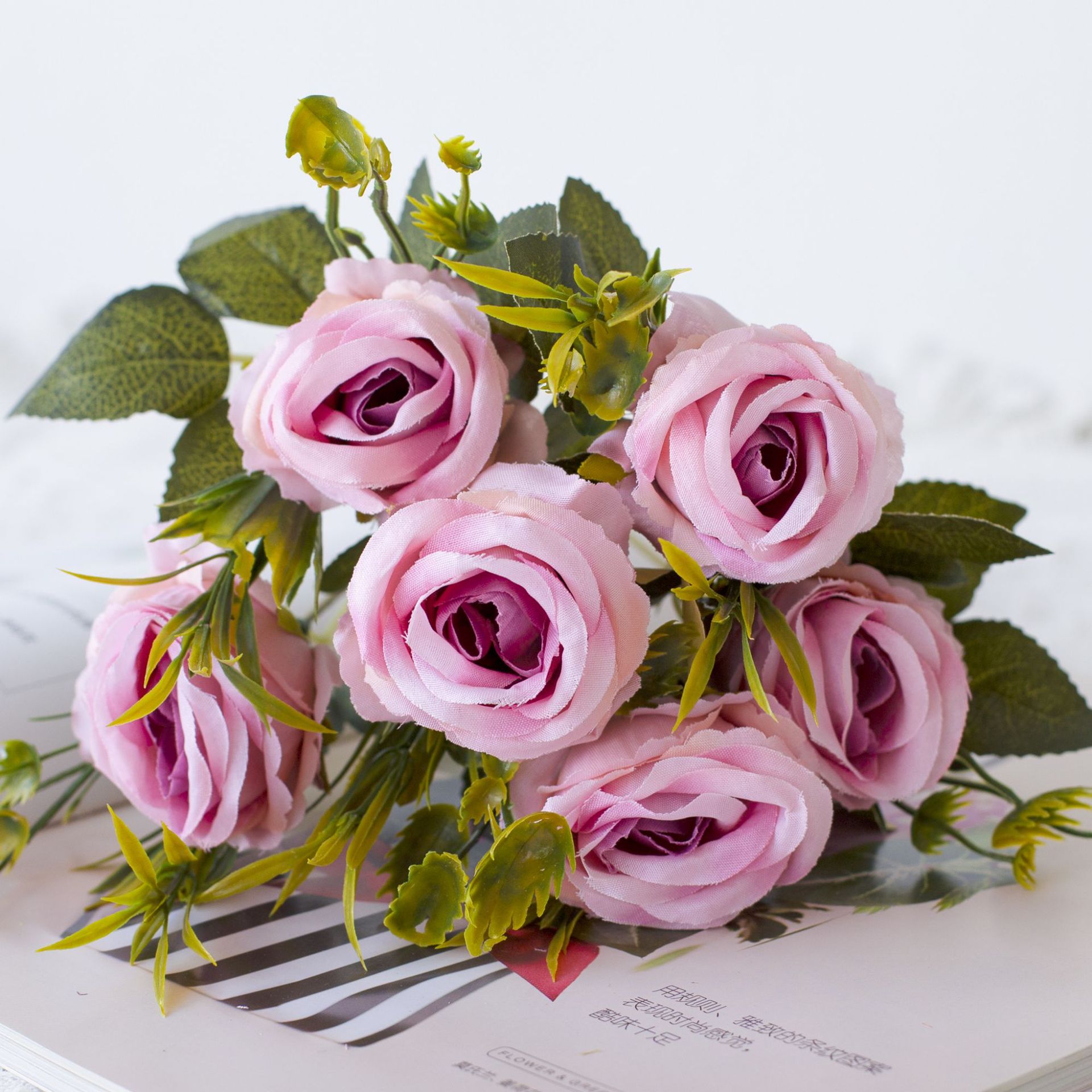 仿真多头西雅图玫瑰花束 婚庆婚礼装饰人造假花 拍照摄影布置道具 餐桌摆件用花仿真花假花仿真花仿真花详情图18