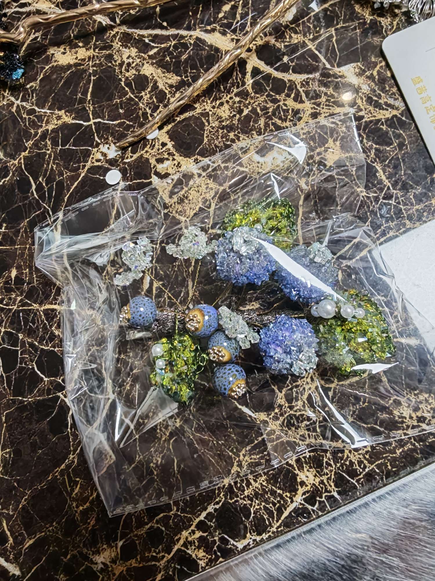 纯手工编织蓝莓系列首饰饰品蝴蝶发饰鸭夹