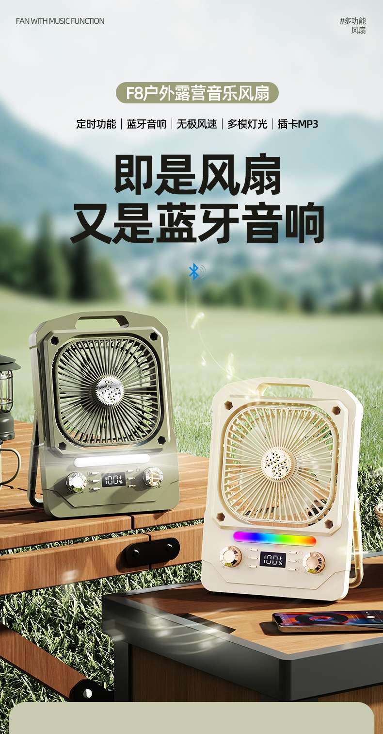 Wholesale of new household circulating electric fans with strong wind force and Bluetooth charging turbine dormitory electric fans detail image 2