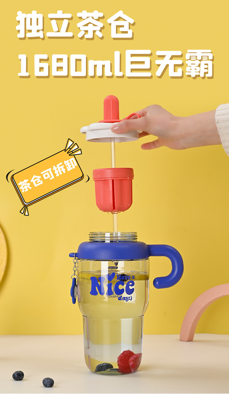 Z37-H856 High appearance level large-capacity ice cup, high-temperature resistant portable straw cup for boys and girls, student giant detail image 3