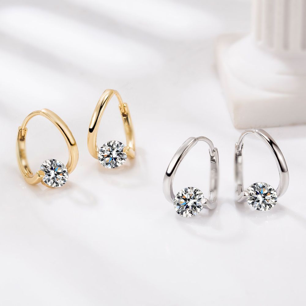 Light luxury earrings, simple and versatile Korean style, elegant diamond stud earrings, high-end anti-allergy gift for mom details Picture