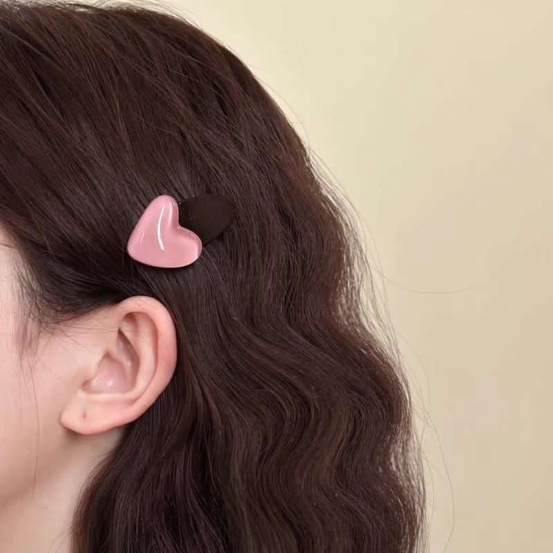 侧边可爱粉色果冻爱心刘海发夹鸭嘴夹女网红甜美发卡边夹少女细节图