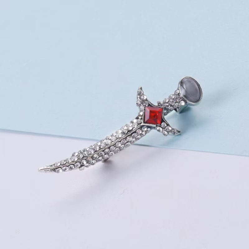 Wholesale of new European and American personalized diamond-encrusted brooches, full diamond brooches, creative, fashionable and simple clothing pins Specification image