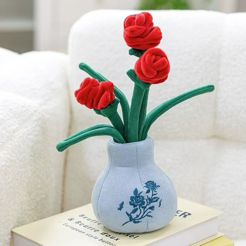 蝴蝶兰玫瑰花水仙花白梅花鸢尾花绿植公仔盆栽毛绒玩具25CM产品图