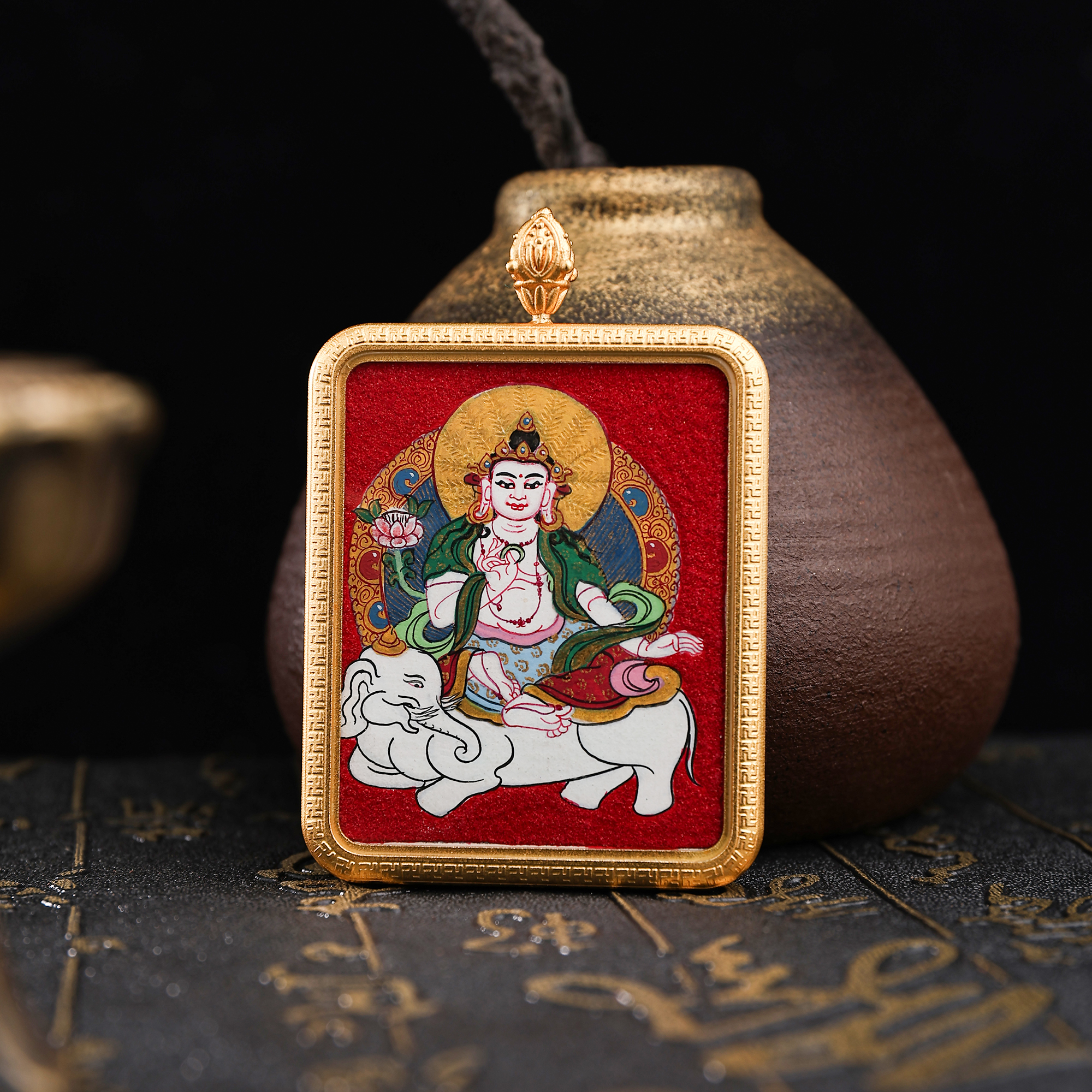 普贤观音画纸唐卡