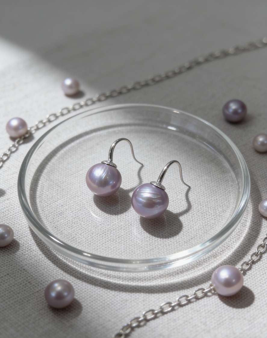 紫珠淡水珍珠s925银耳环饰品女款精致时尚耳饰设计感产品图