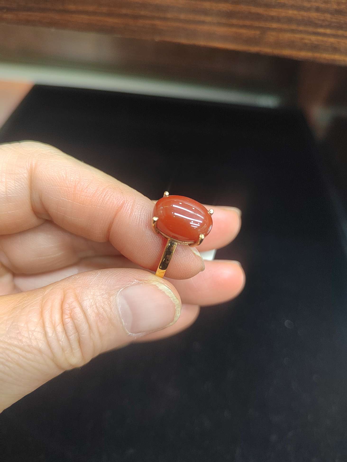 18k南红戒指