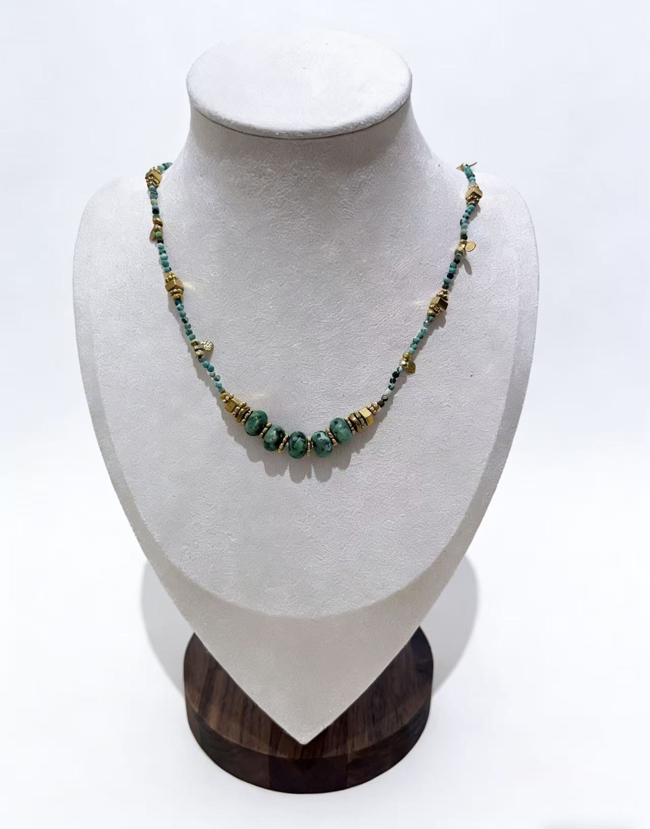 天然绿松石项链异域风小众设计感颈饰简约大气时尚