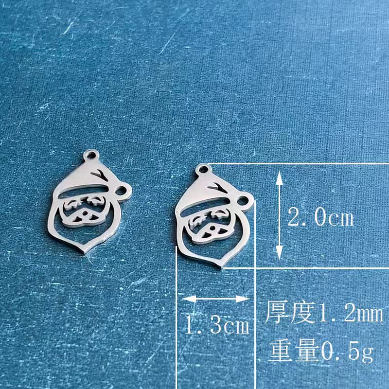 跨境外贸钛钢不锈钢圣诞节圣诞老人DIY饰品配件手链吊坠项链节日详情图2