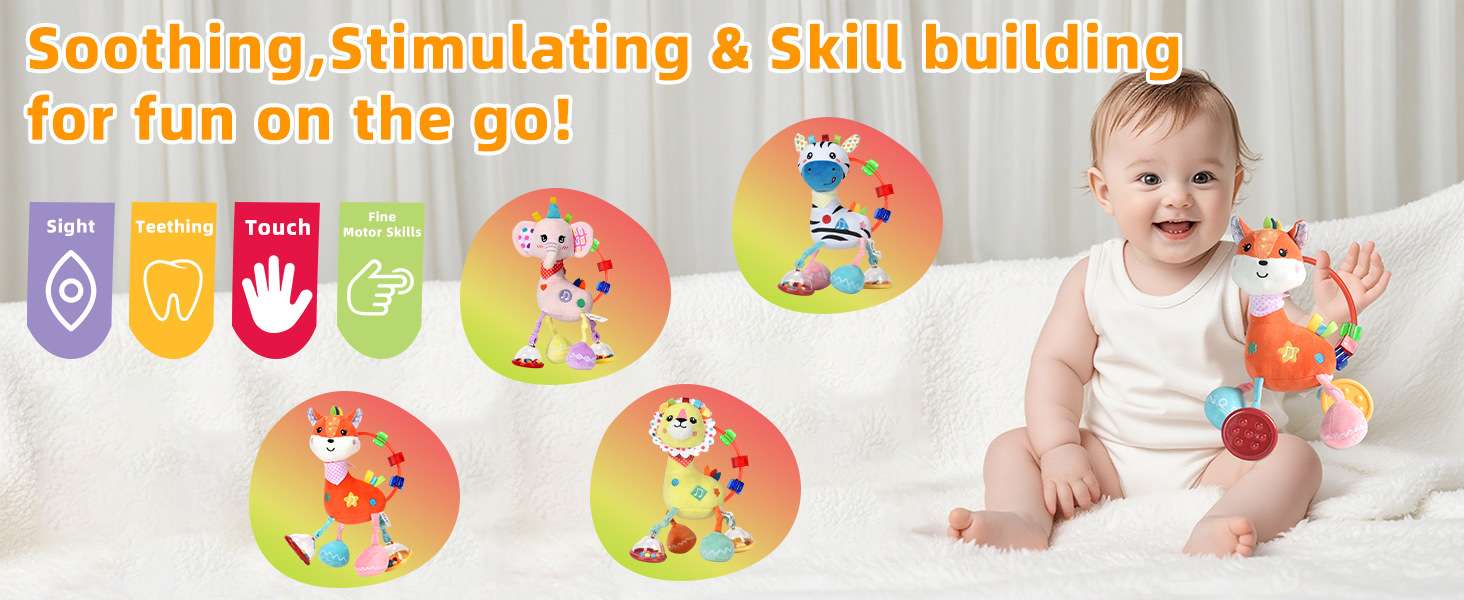 SKKBABY新生儿益智毛绒玩偶音乐床挂0-3岁宝宝推车婴儿启蒙摇铃详情图10