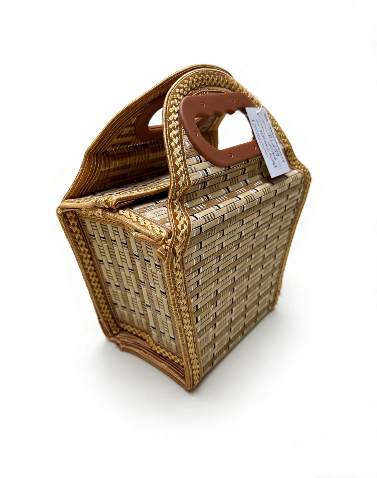 竹编包女文艺手提包沙滩挎包女包提菜篮礼品包装包女士挎包复古风可折叠包包简约设计