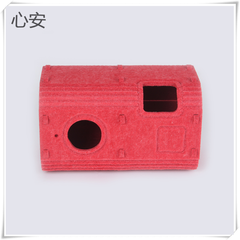 Red felt cat bed integrated tree hole, winter cat warm shelter, multi-cat family cat house full figure