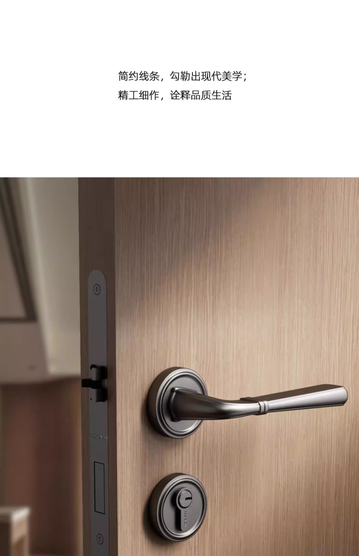RENZ aluminum alloy door lock, old-fashioned anti-theft door handle lock, 120mm pic 14