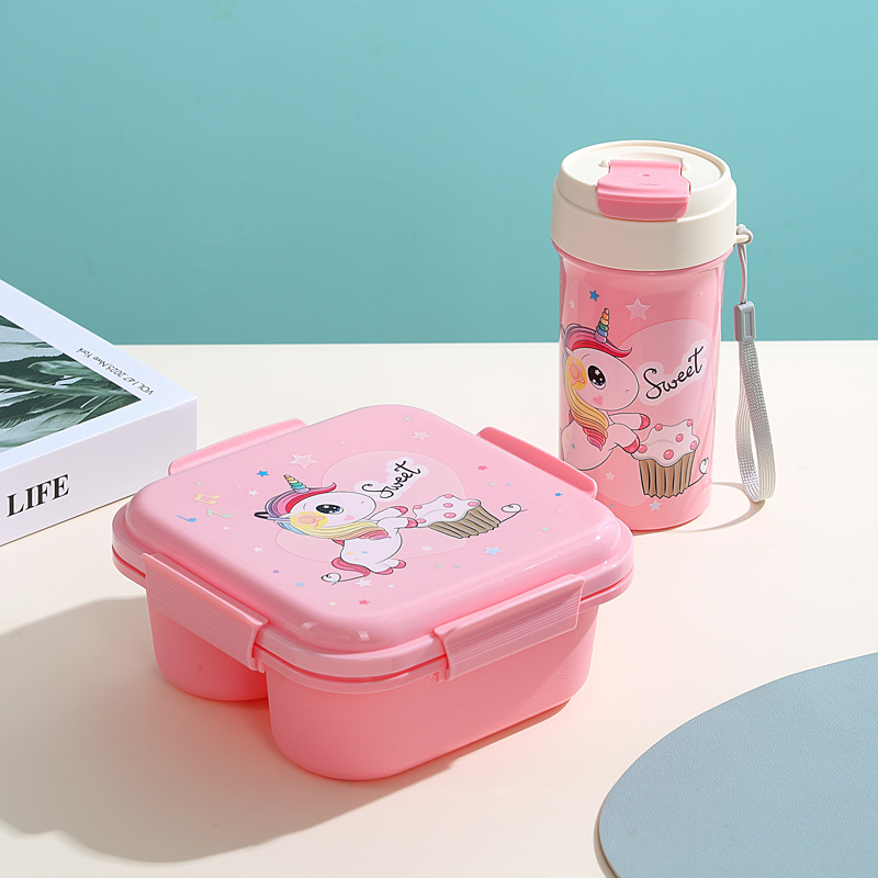 H226-529 Cartoon Double Round Set, Water Cup Lunch Box, Microwave Lunch box, Children's bento Box, Tableware set Specification image