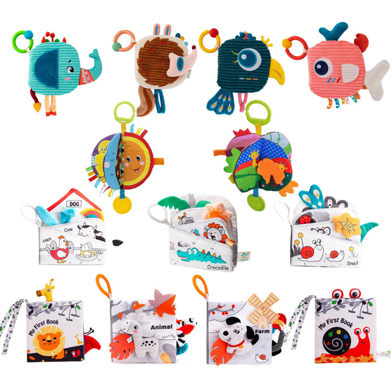 Happy monkey Baby Can chew and tear a cloth book. 6-month 3D cognitive intelligence baby tail