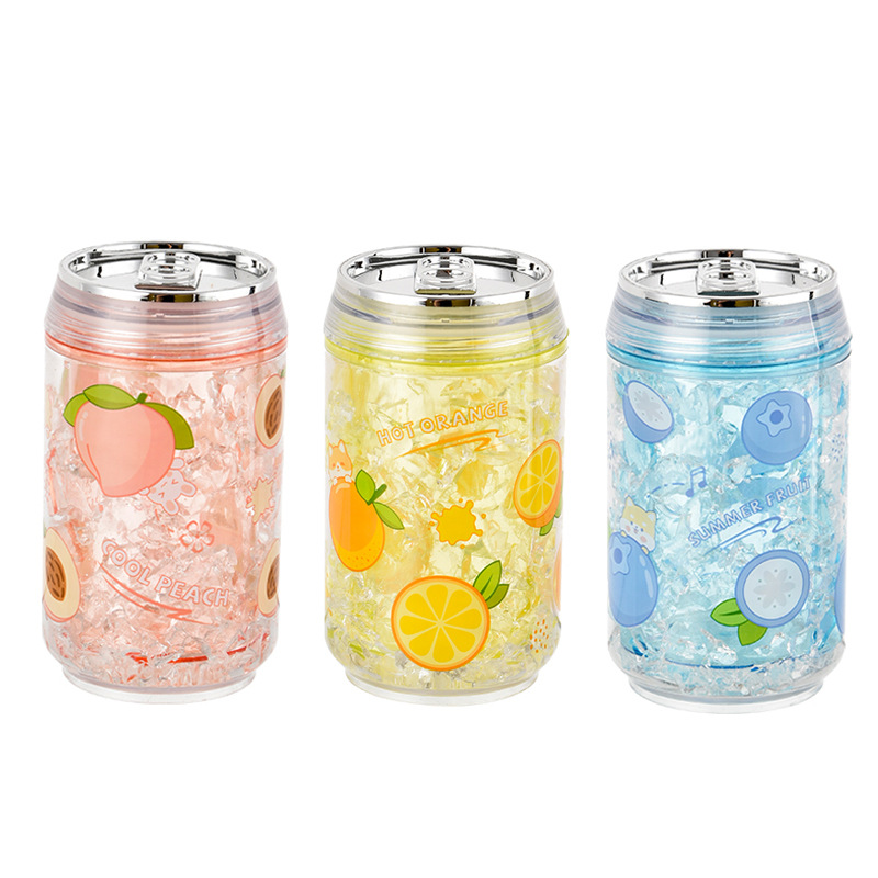 Z37-8031 New double-layer plastic straw cup, high appearance level, summer crushed ice cup, creative can ice cup, Korean version details Picture